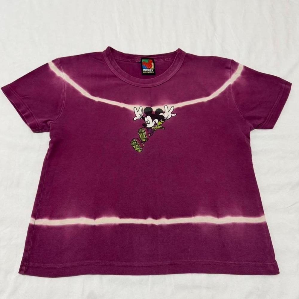 Mickey Unlimited Jerry Leigh Purple Tie Dye Mickey Mouse Baby Tee Retro 90s